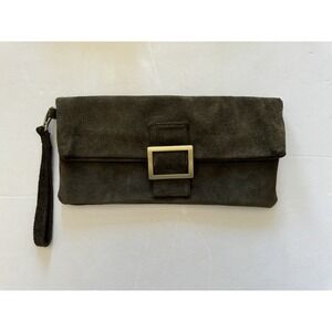 Sabina New York Women's Green Suede Clutch with Strap